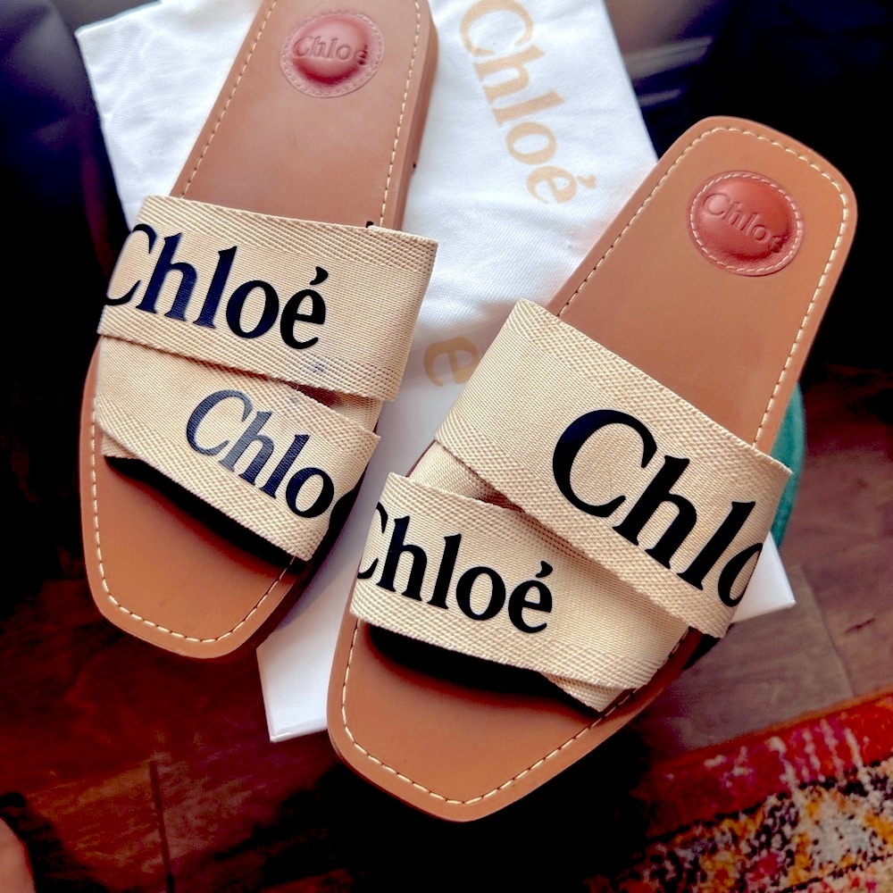 Chloe Woody Mule Slides Sz 38